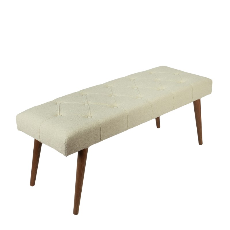 Artekko Bench Εκρού Ταμπουρέ με Μπουκλέ Ύφασμα (120x43x48)cm