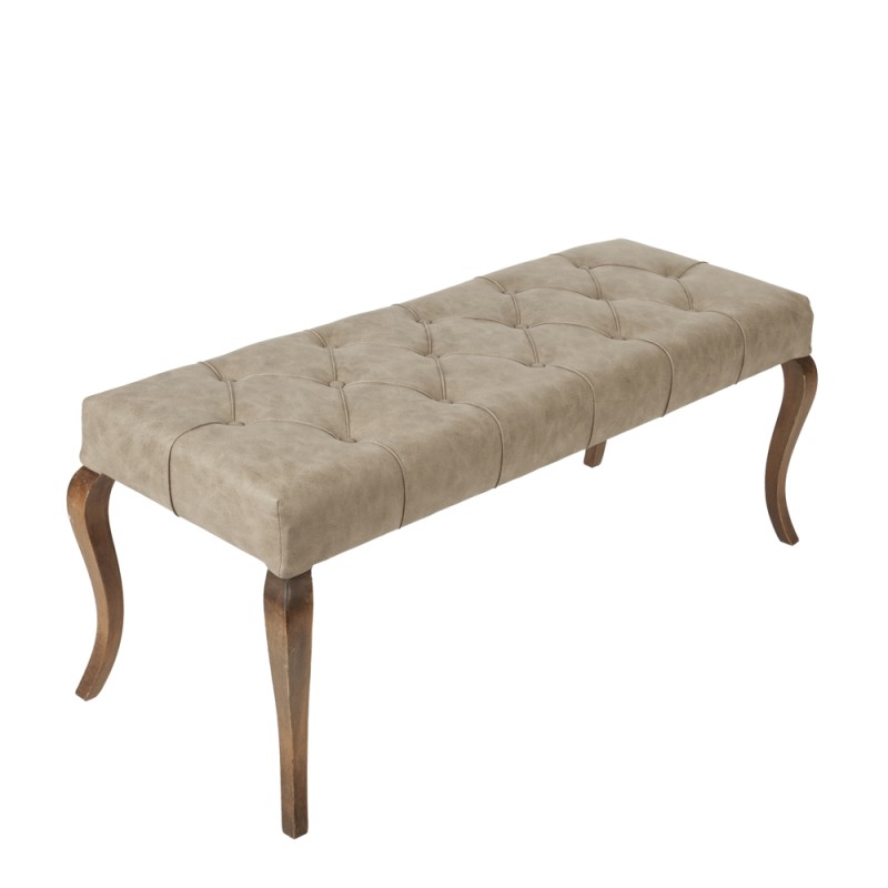 Artekko Bench Μπεζ Ταμπουρέ με Τεχνόδερμα 120cm