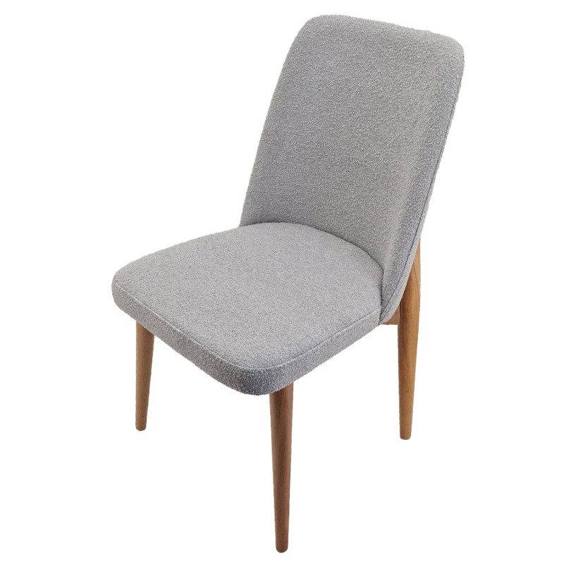 Artekko Oscar Ξύλινη Καρέκλα με Γκρι Μπουκλέ Ύφασμα (48x50x91)cm