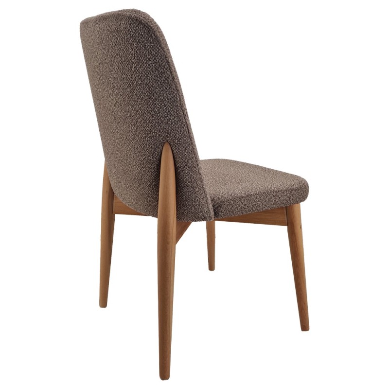 Artekko Oscar Ξύλινη Καρέκλα με Καφέ Μπουκλέ Ύφασμα (48x50x91)cm