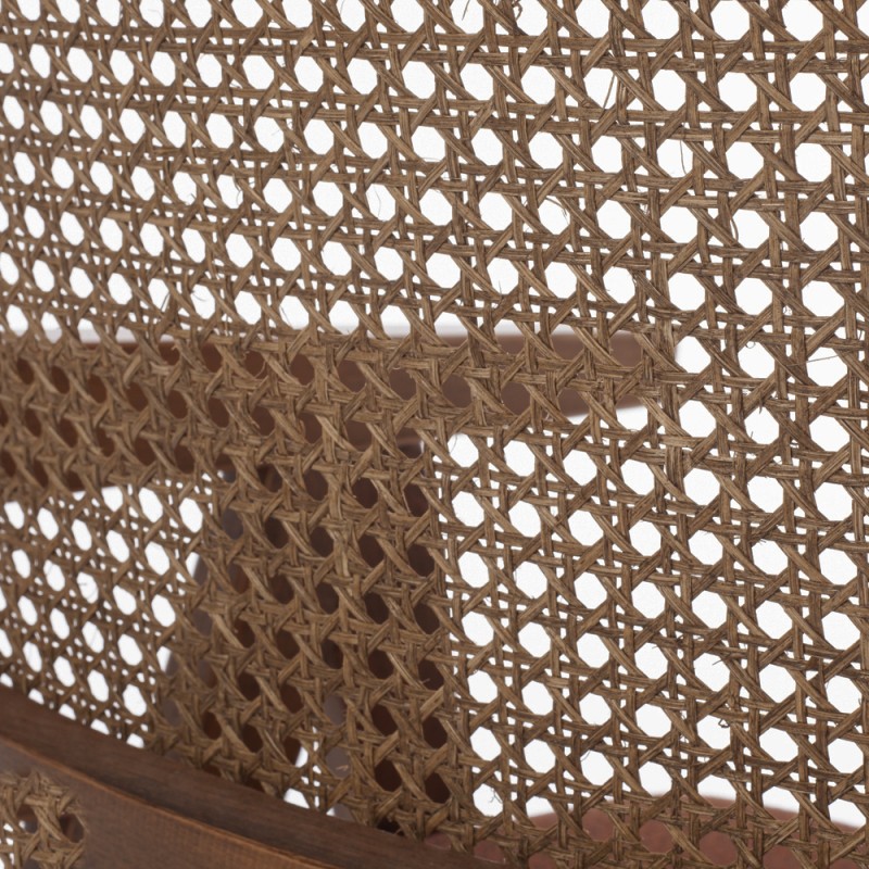 Artekko Suva Rattan Καρέκλα με Καφέ Ξύλινο Σκελετό με Ψάθα και Καφέ Τεχνόδερμα (52x55x80)cm