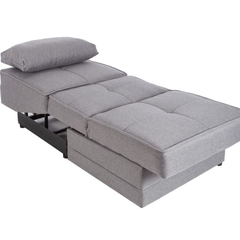 Artekko Palermo Υφασμάτινη Γκρι Πολυθρόνα Κρεβάτι με Αποθηκευτικό Χώρο (80x110x90)cm Κρεβάτι (80x200x45)cm