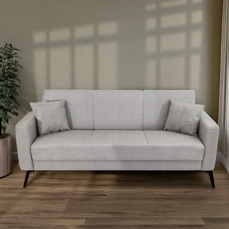 Artekko Pixie Γκρι Τριθέσιος Καναπές Κρεβάτι με Αποθηκευτικό Χώρο (205x80x85)cm Κρεβάτι (180x100x45)cm