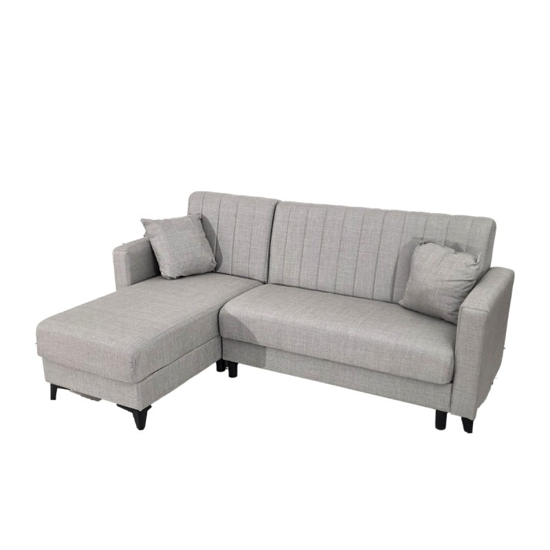 Artekko Pixie Γκρι Τριθέσιος Καναπές Κρεβάτι με Αναστρέψιμη Γωνία και Αποθηκευτικό Χώρο (200x135x85)cm Κρεβάτι (180x100x45)cm