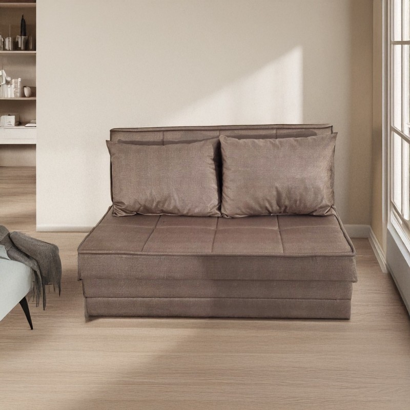 Artekko Thales Καφέ Διθέσιος Καναπές με Αποθηκευτικό Χώρο (110x140x90)cm Κρεβάτι (200x140x45)cm