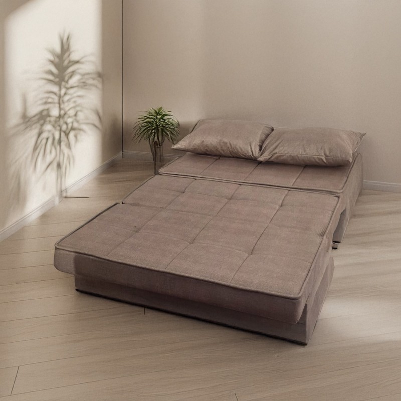 Artekko Thales Καφέ Διθέσιος Καναπές με Αποθηκευτικό Χώρο (110x140x90)cm Κρεβάτι (200x140x45)cm