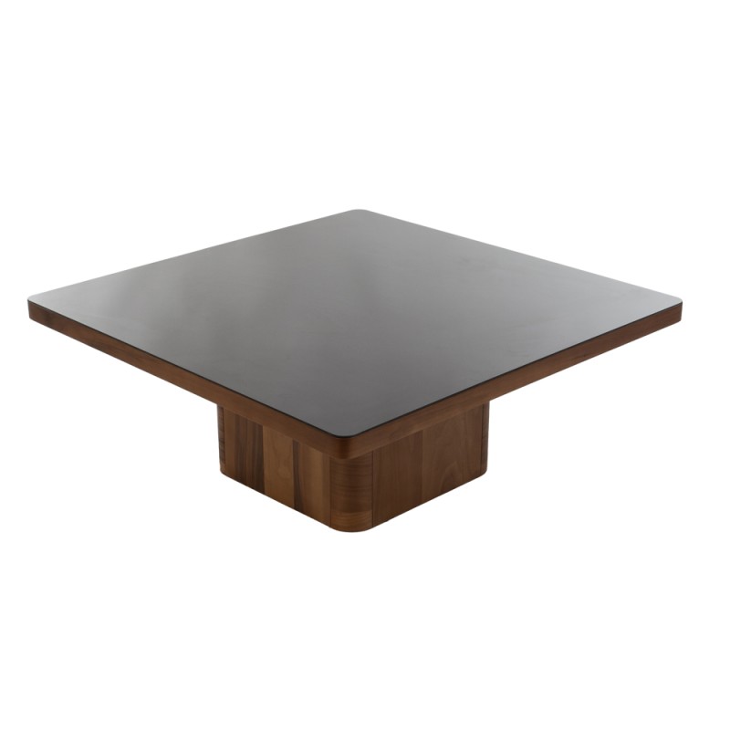 Artekko MT Καφέ Ξύλινο Τραπέζι Σαλονιού με Μαύρο Τζάμι (100x100x40)cm