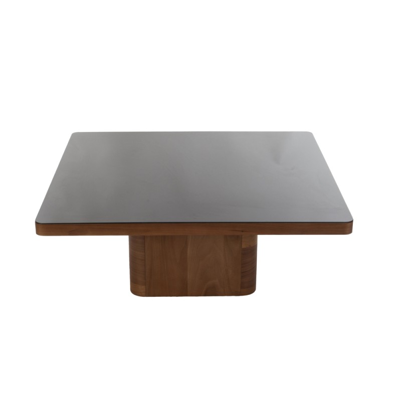 Artekko MT Καφέ Ξύλινο Τραπέζι Σαλονιού με Μαύρο Τζάμι (100x100x40)cm