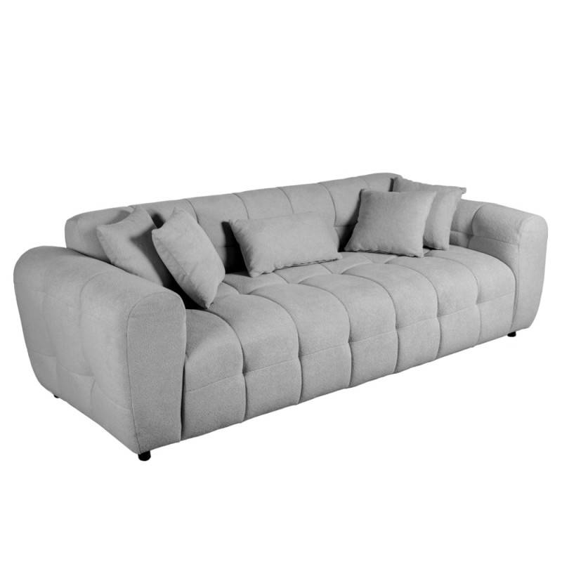 Artekko Sara Τριθέσιος Καναπές με Ανοιχτό Γκρι Μπουκλέ Ύφασμα (240x100x80)cm