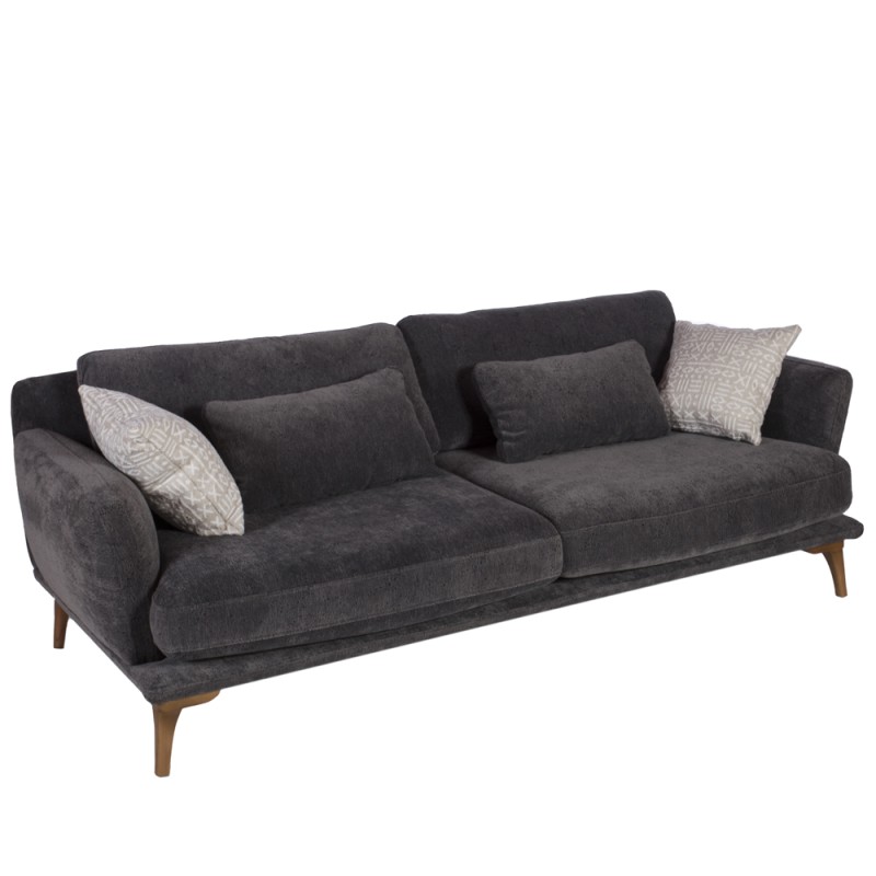 Artekko Ropera Γκρι Τριθέσιος Καναπές με Μπουκλέ Ύφασμα (210x90x70)cm