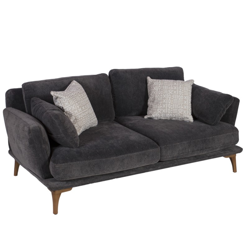 Artekko Ropera Γκρι Διθέσιος Καναπές με Μπουκλέ Ύφασμα (190x90x70)cm