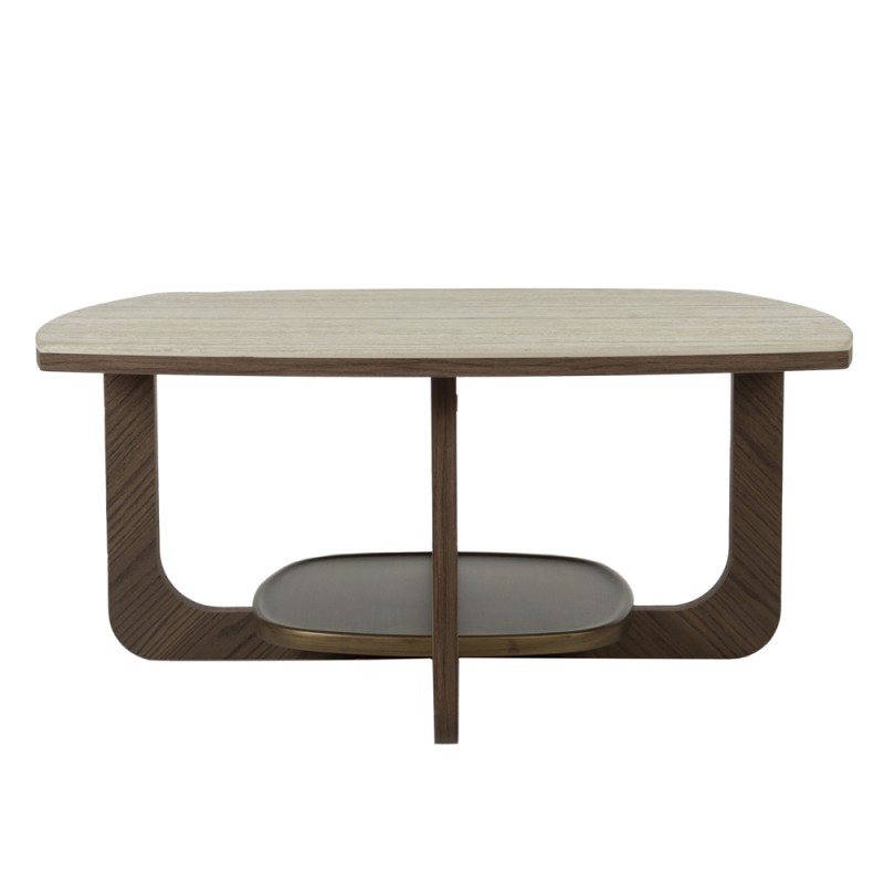 Artekko Stone Καφέ Τραπέζι Σαλονιού MDF με Όψη Πέτρας στην Επιφάνεια (90x90x42)cm