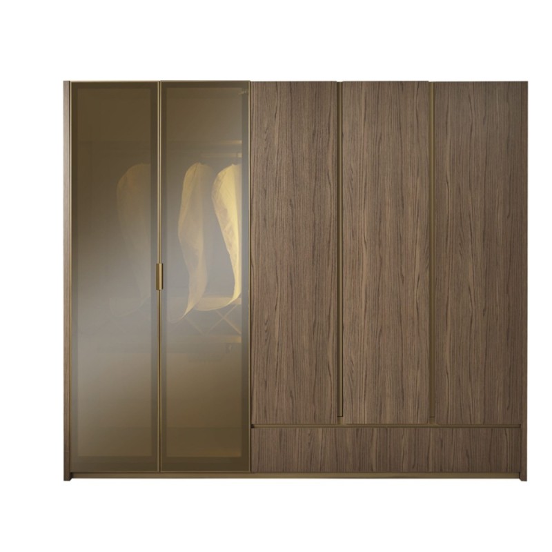 Artekko Midnight Εκρού Υφασμάτινο Διπλό Κρεβάτι (260x230x125)cm για Στρώμα(180x200) MDF 2pcs Κομοδίνα (65x48x40)cm Ντουλάπα με Καθρέπτη και Φωτισμό (270x63x230)cm Συρταριέρα (160x48x78)cm και Καθρέπτη (90x90x5)cm