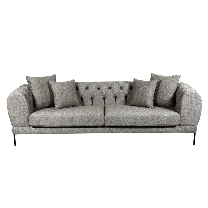 Artekko Zleulseg Γκρι Μπεζ Υφασμάτινος Τετραθέσιος Καναπές (275x95x72)cm