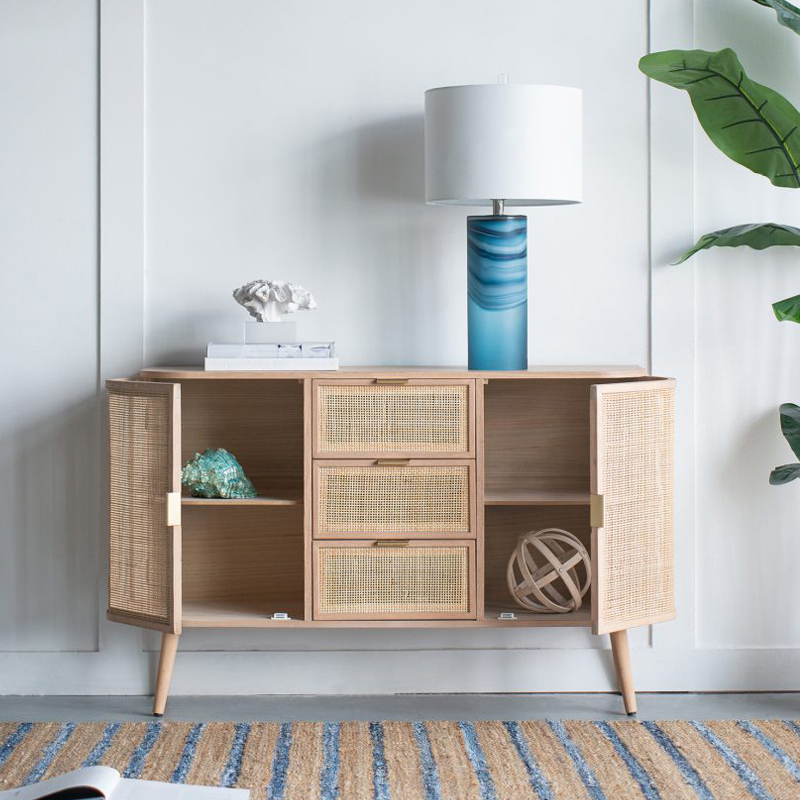 Artekko Cons Μπουφές MDF Ψάθα Φυσική Απόχρωση (119x40x81)cm