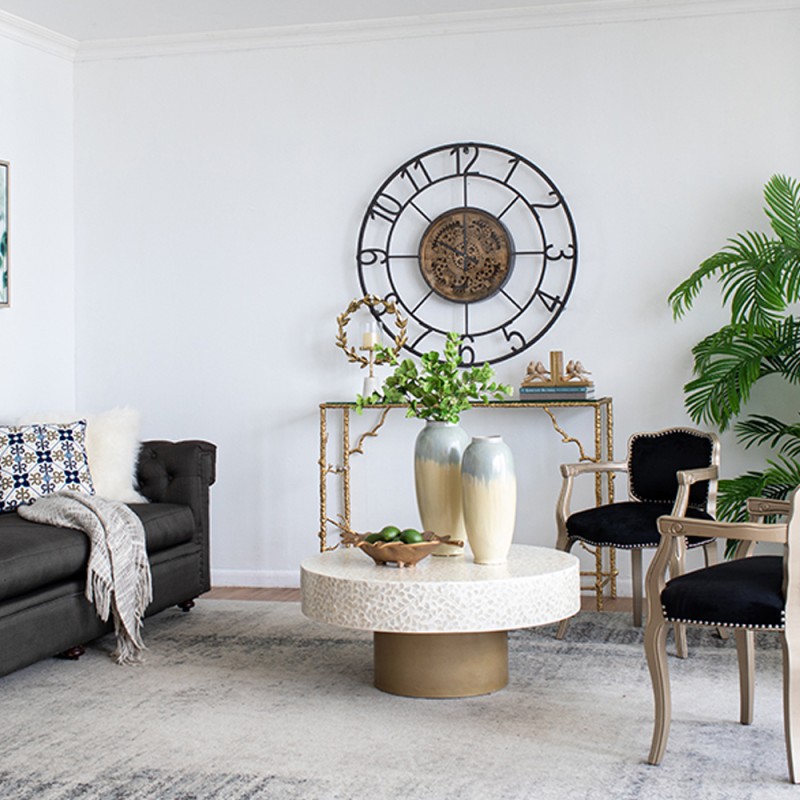 Artekko Ivory Τραπέζι Σαλονιού MDF Capiz Άσπρο Μπεζ (89x89x41)cm