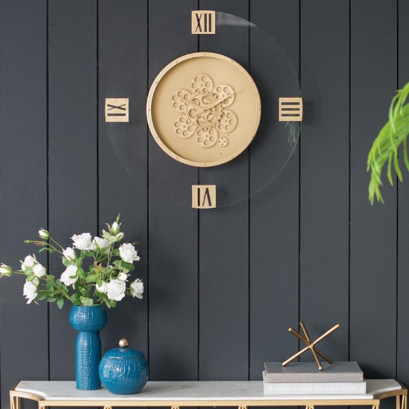 Artekko Clock Ρολόι Τοίχου με Μηχανιμό Ακρυλικό Μέταλλο Χρυσό (60x60x8)cm