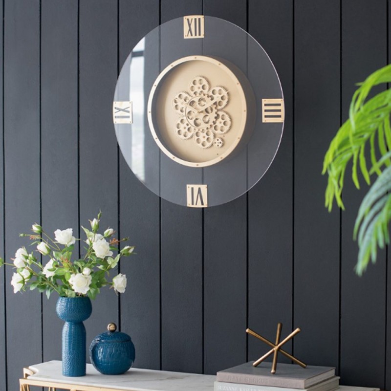 Artekko Clock Ρολόι Τοίχου με Μηχανιμό Ακρυλικό Μέταλλο Χρυσό (60x60x8)cm