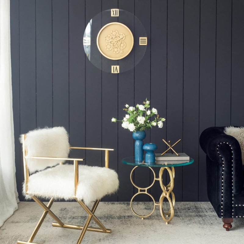 Artekko Clock Ρολόι Τοίχου με Μηχανιμό Ακρυλικό Μέταλλο Χρυσό (60x60x8)cm