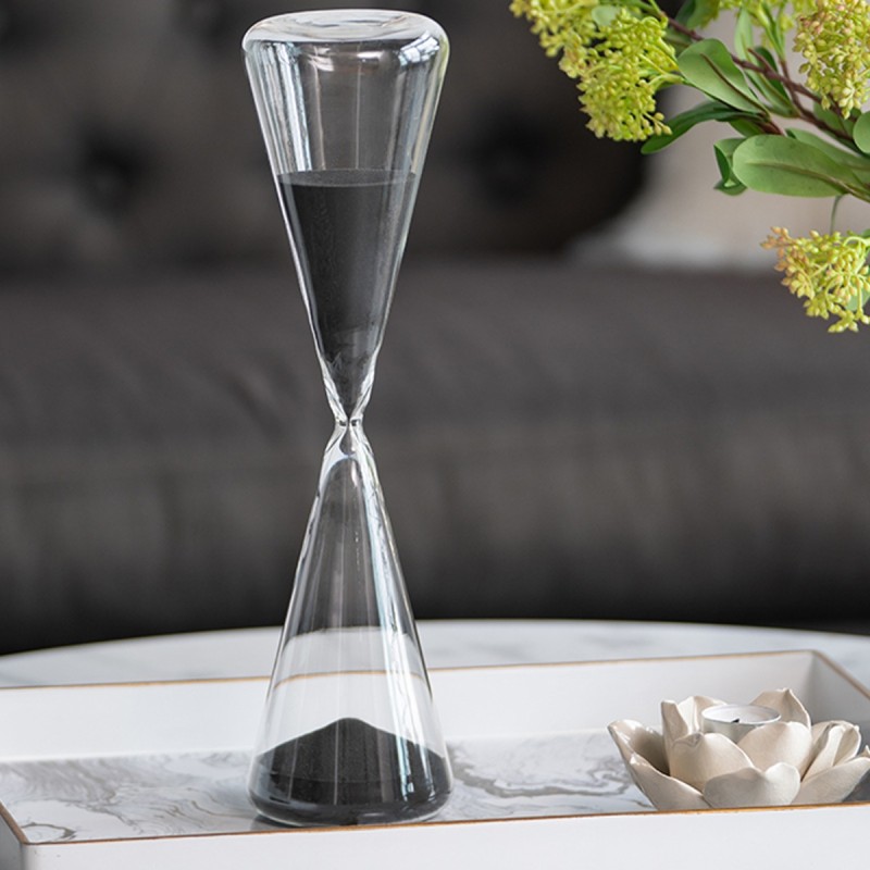 Artekko Hourglass Κλεψύδρα Διακοσμητική Γυαλί Μαύρο (10.8x10.8x39)cm