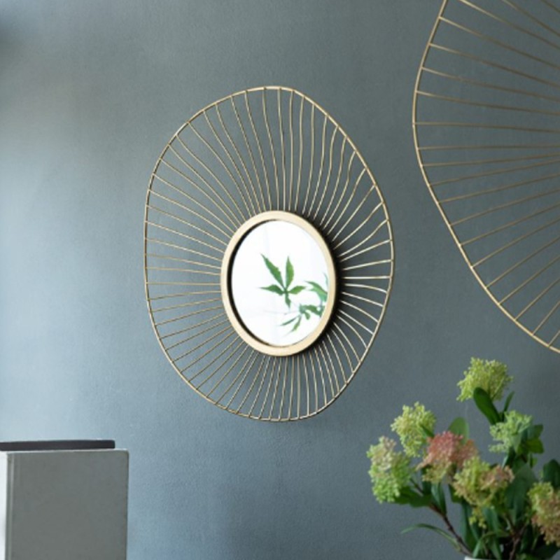 Artekko Triple Χρυσοί Μεταλλικοι Διακοσμητικοί Καθρέπτες Τοίχου (66x13x64.5)cm 3pcs