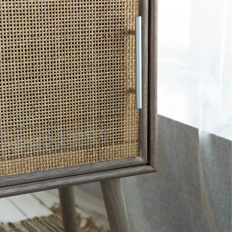 Artekko Cons MDF Κομοδίνο με Ψάθα σε Φυσική Απόχρωση (40x38x72)cm