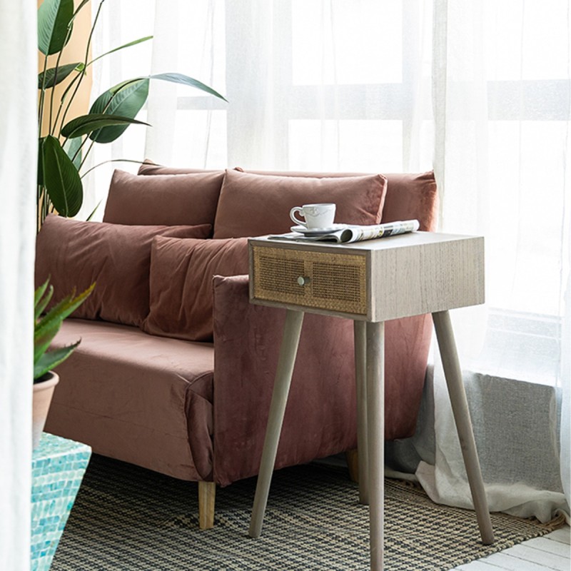 Artekko Cons Καφέ MDF Κονσόλα με Ψάθα (40x37x70)cm