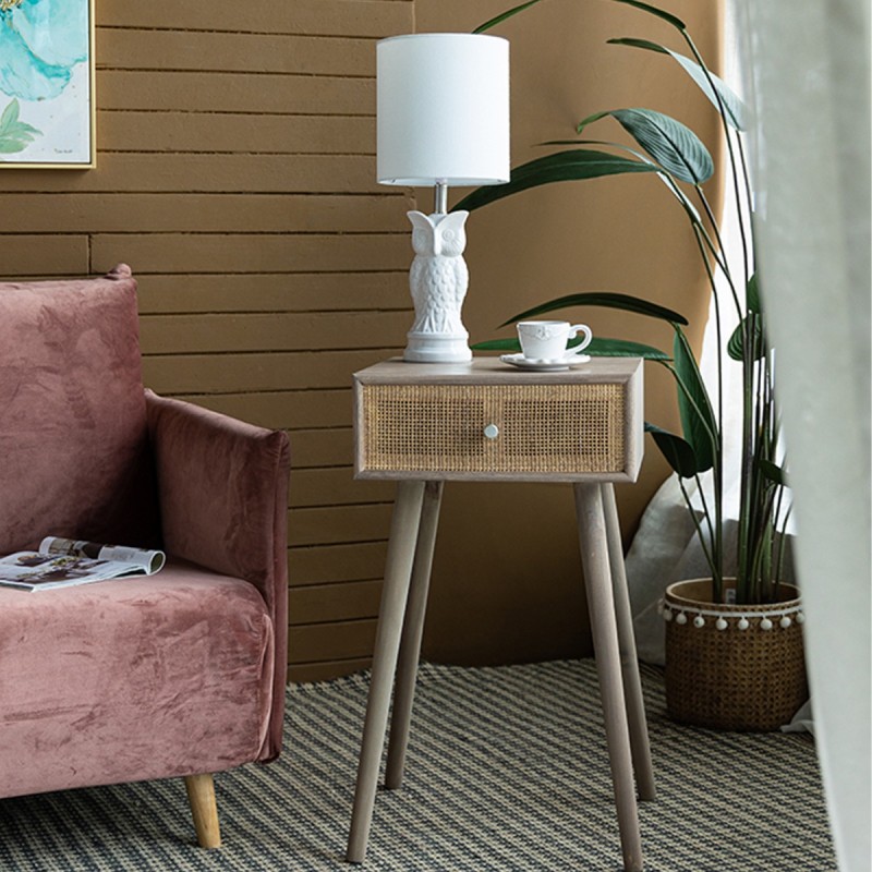 Artekko Cons Καφέ MDF Κονσόλα με Ψάθα (40x37x70)cm