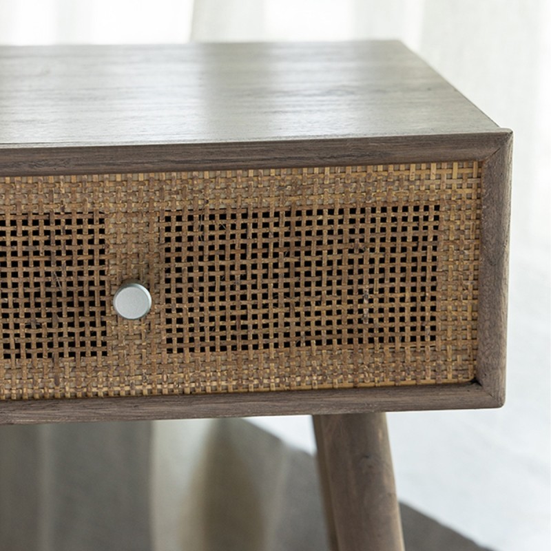 Artekko Cons Καφέ MDF Κονσόλα με Ψάθα (40x37x70)cm