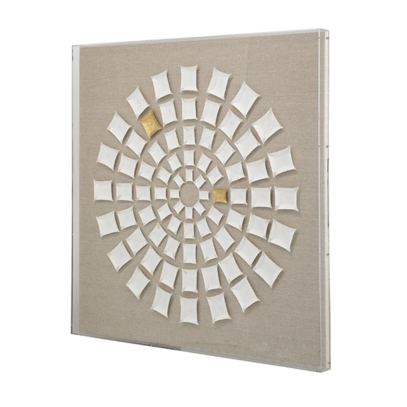 Artekko Mosaic Μπεζ Διακοσμητικός Πίνακας με Λευκή Χάρτινη Τεχνοτροπία σε Plexiglass Κορνίζα (90x5x90)cm