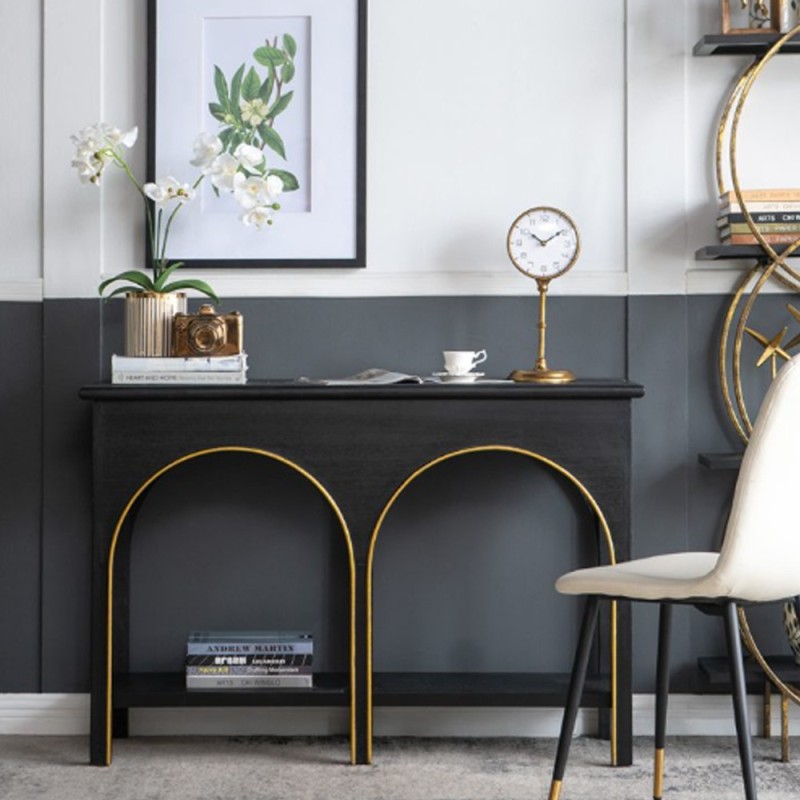 Artekko Console Κονσόλα Ξύλο MDF Μαύρο Χρυσό (120x40x81)cm