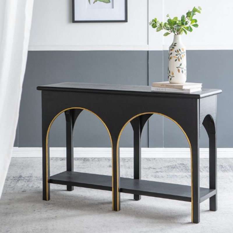 Artekko Console Κονσόλα Ξύλο MDF Μαύρο Χρυσό (120x40x81)cm