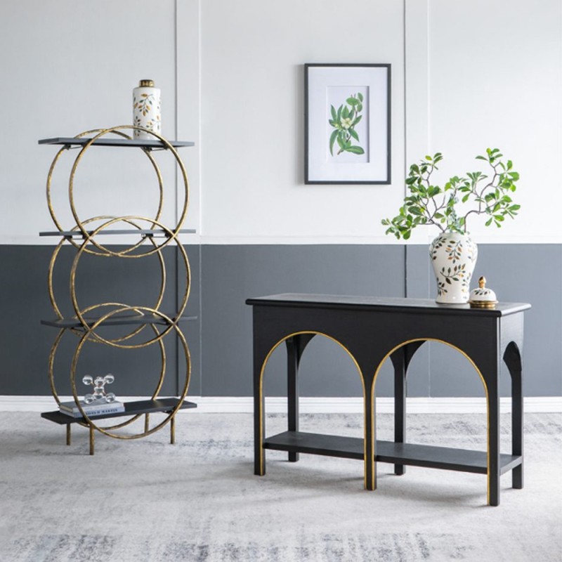 Artekko Console Κονσόλα Ξύλο MDF Μαύρο Χρυσό (120x40x81)cm