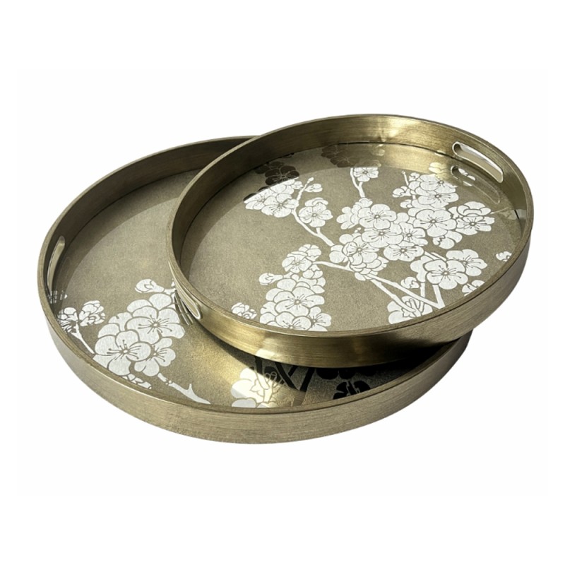 Artekko Tray Διακοσμητικός Δίσκος με Καθρέπτη Πλαστικό Γυαλί Σαμπανιζέ (45x45x4)cm Σετ/2