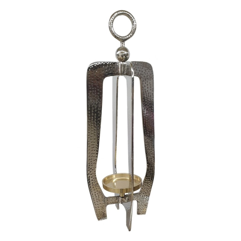 Artekko Lantern Διακοσμητικό Φανάρι Μεταλλικό Ασημί (20.3x20.3x58.4)cm