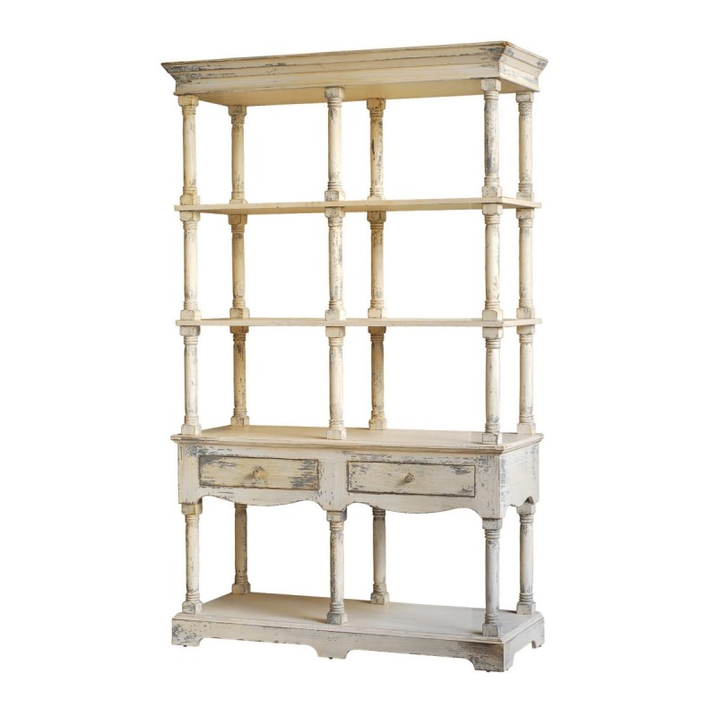 Artekko Gerald Ξύλινη Βιβλιοθήκη Ραφιέρα σε Μπεζ και Λευκή Πατίνα (129.5x49.5x207)cm