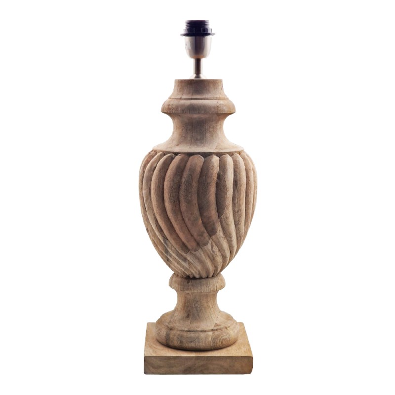 Artekko Camille Ξύλινο Μασίφ Επιτραπέζιο Φωτιστικό Πορτατίφ Ε27 (19x19x55)cm