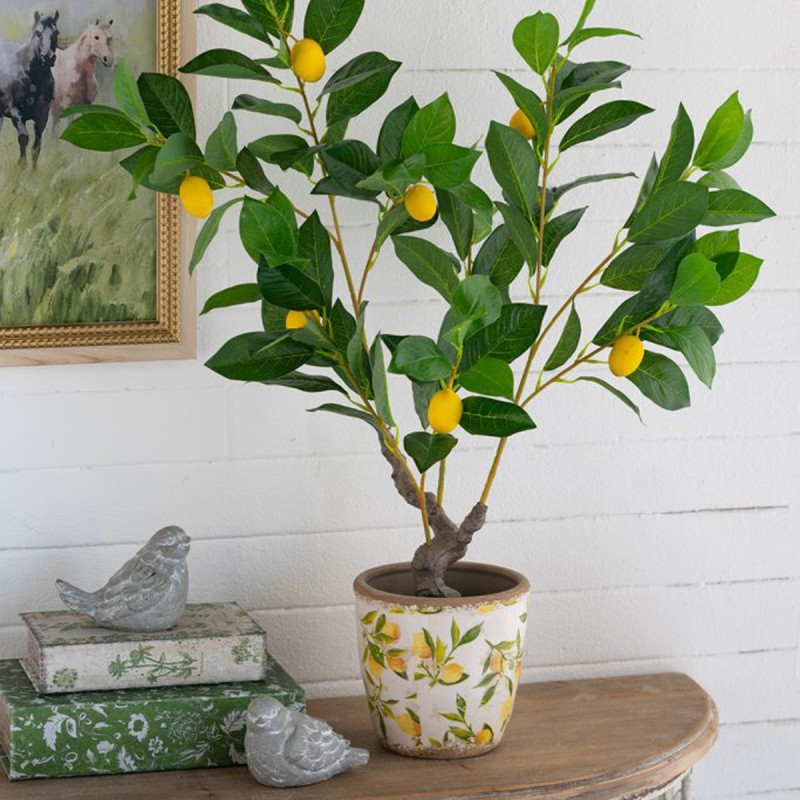 Artekko Lemon Tree Πράσινο Τεχνητό Δέντρο Λεμονιάς σε Μαύρη Γλάστρα (30x30x80)cm