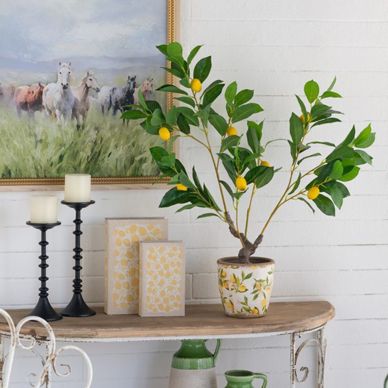 Artekko Lemon Tree Πράσινο Τεχνητό Δέντρο Λεμονιάς σε Μαύρη Γλάστρα (30x30x80)cm