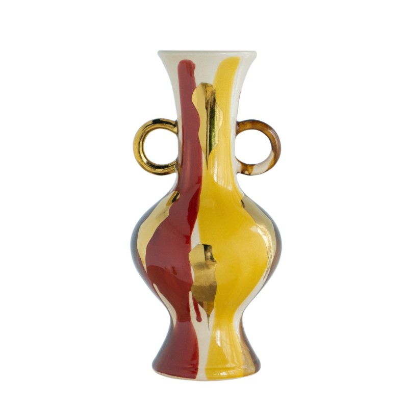 Artekko Ekko Πολύχρωμο Κεραμικό Διακοσμητικό Βάζο (16.3x16.3x35)cm