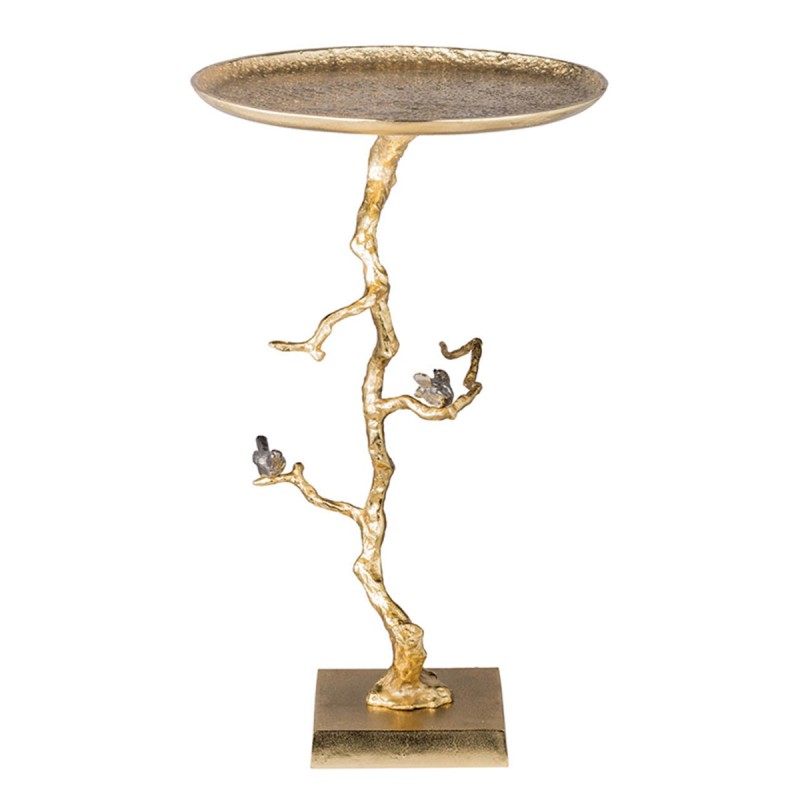 Artekko Branch Τραπέζι Βοηθητικό Μέταλλο Ασημί Χρυσό (43x43x71)cm