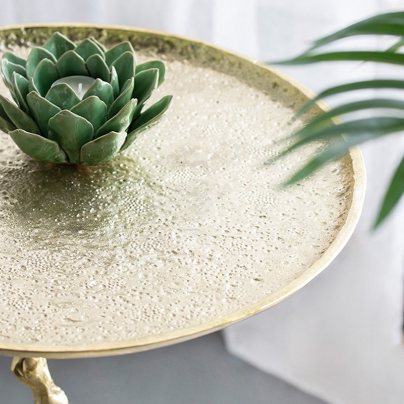 Artekko Branch Τραπέζι Βοηθητικό Μέταλλο Ασημί Χρυσό (43x43x71)cm