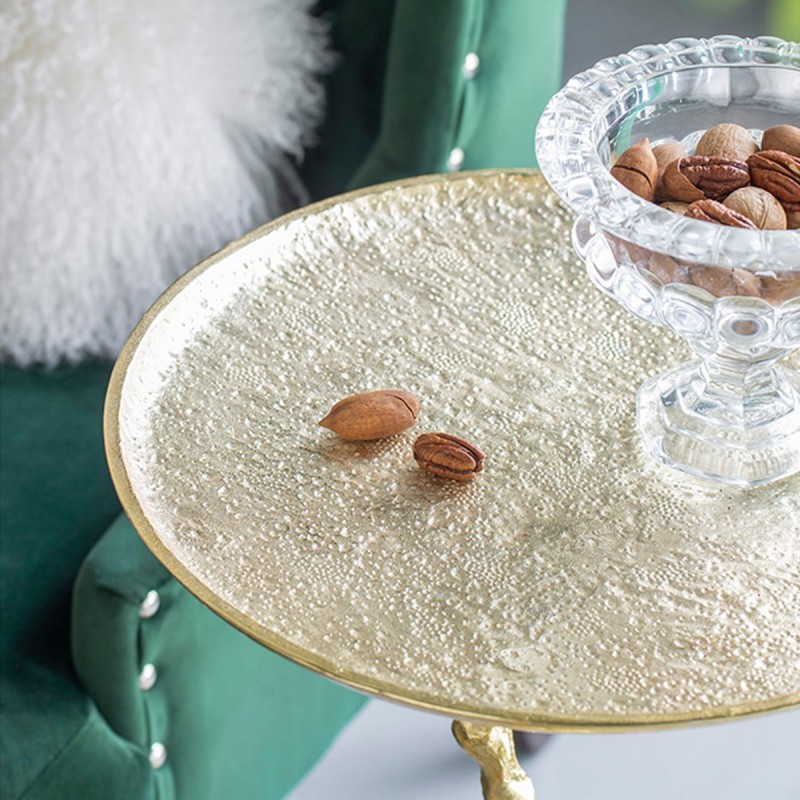 Artekko Branch Τραπέζι Βοηθητικό Μέταλλο Ασημί Χρυσό (43x43x71)cm