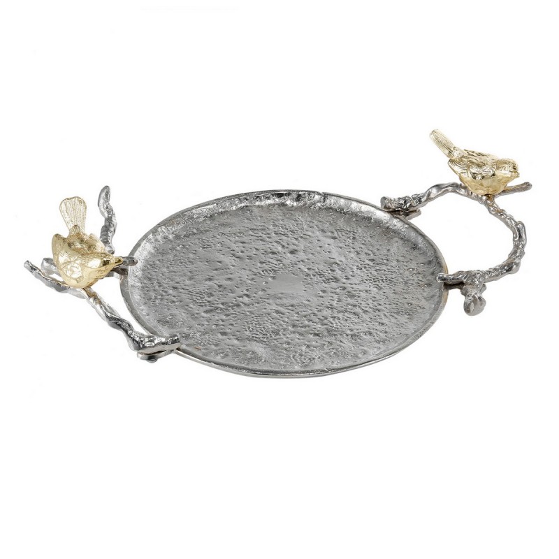 Artekko Branch Διακοσμητικός Δίσκος Μέταλλο Ασημί Χρυσό (35.6x24.1x11.4)cm