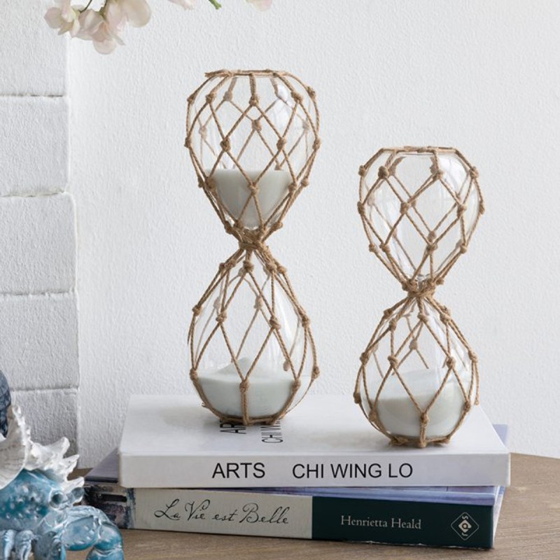 Artekko Hourglass Γυάλινη Κλεψύδρα με Σχοινί και Λευκή Άμμο (9.6x9.6x25.4)cm