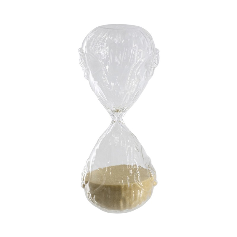 Artekko Hourglass Γυάλινη Κλεψύδρα με Ανάγλυφο Τριαντάφυλλο και Μπεζ Άμμο (8.6x8.6x20.4)cm
