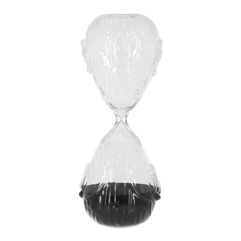 Artekko Hourglass Γυάλινη Κλεψύδρα με Ανάγλυφο Τριαντάφυλλο και Μαύρη Άμμο (9.8x9.8x25.4)cm