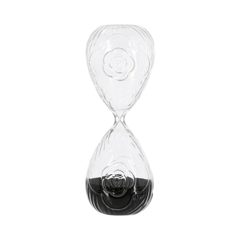 Artekko Hourglass Γυάλινη Κλεψύδρα με Ανάγλυφο Τριαντάφυλλο και Μαύρη Άμμο (9.8x9.8x25.4)cm