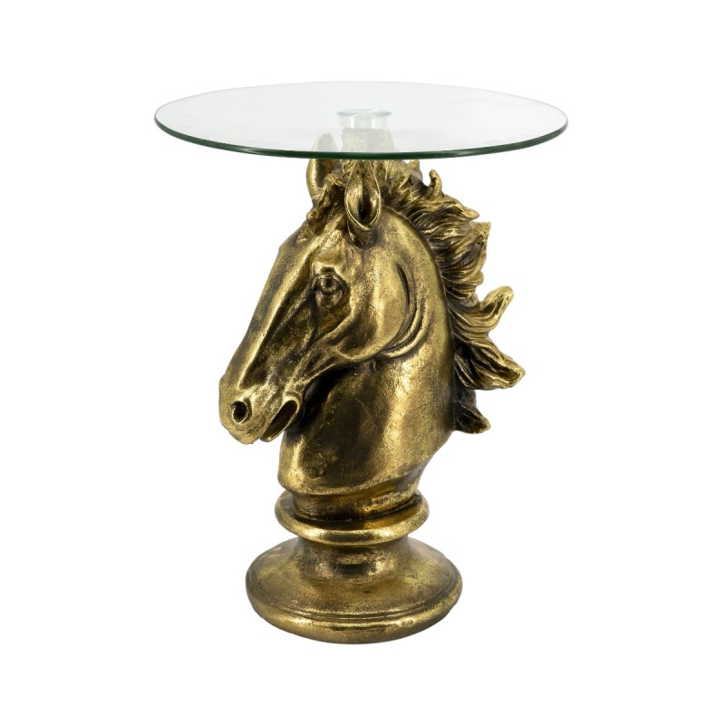 Artekko Animal Χρυσό Βοηθητικό Τραπέζι με Κεφάλι Αλόγου από Μαγνήσιο (40x40x51)cm