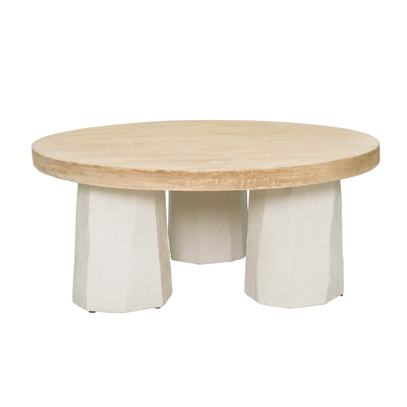 Artekko Alcott Τραπέζι Σαλονιού από Μαγνήσιο και Ξύλο Ελάτης σε Λευκό και Εκρού (Φ90x40)cm